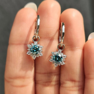 #ad #ad RARE 4.80 Ct Treated Blue Diamond Solitaire Stud Earrings 925 Silver Certified $149.99