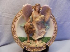 Angel with Lamb and Lion Sansco 1996 Collectable Plate Vintage