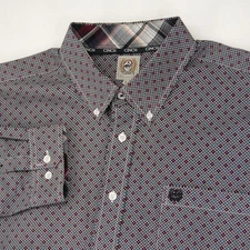 Cinch Shirt Mens Large Blue Red Geometric Print Button Down Western Long Sleeve