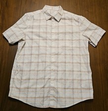 Tasso Elba Mens Plaid Short Sleeve Button Up Shirt XL
