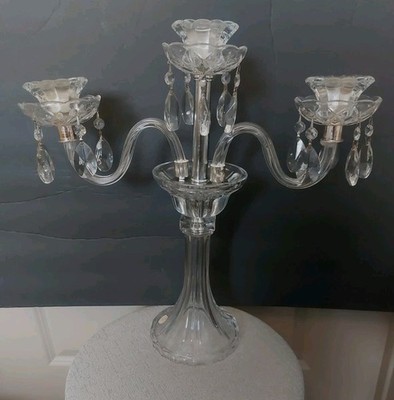 Crystal Clear Candleabra Chandelier Style 3 Candle Poland 24% Lead Crystal