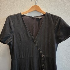 Madewell Linen-Blend Button-Wrap Midi Dress Size 10