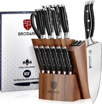 Kitchen Knife Set - Full Tang 15 Pcs Professional Chef Knife Set with Sharpen...