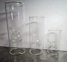 Wolfard Set 3 Hand Blown Glass Blowing Company Oil Lamps 12", 9", 6” No Wicks