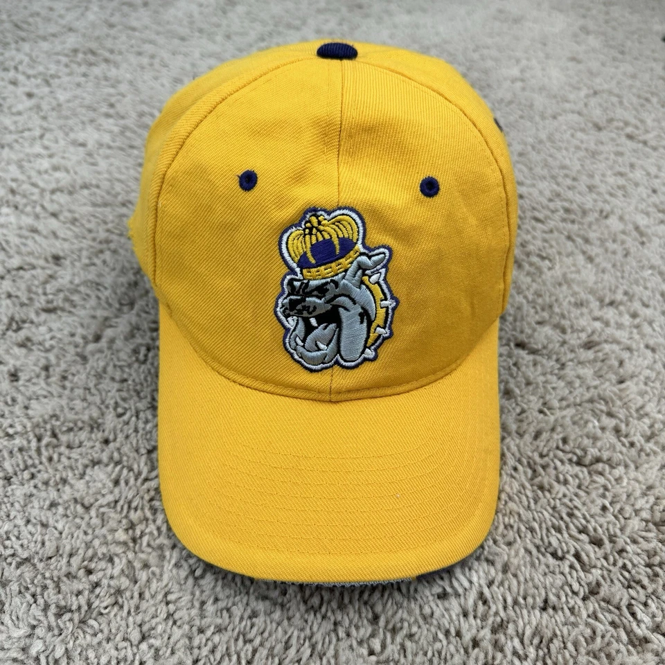 James Madison University Hat Duke Embroidered Yellow Distressed Zephyr OSFM Cap - Image 3 of 4
