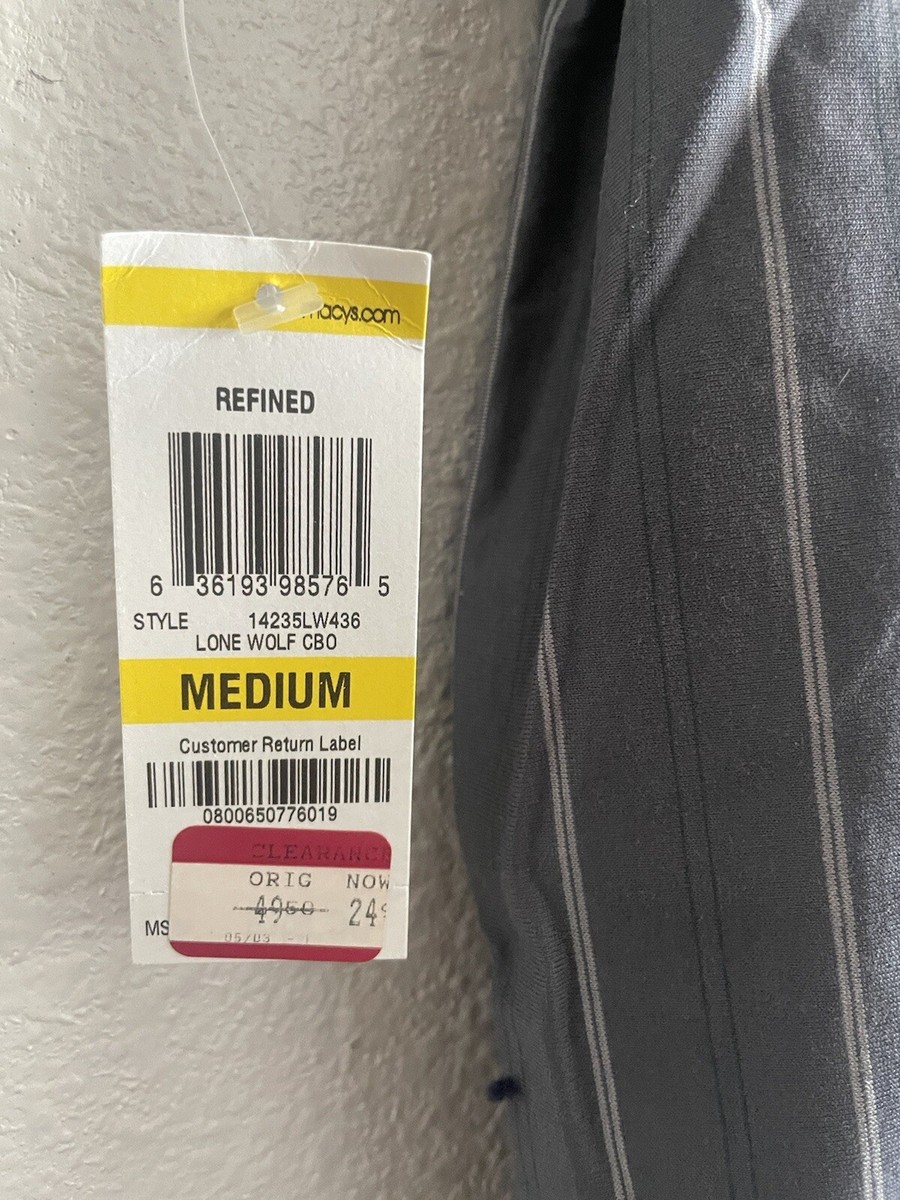 ユウ Alfani Men's Stripe Gray Long-Sleeve Button-Down Shirt Size M