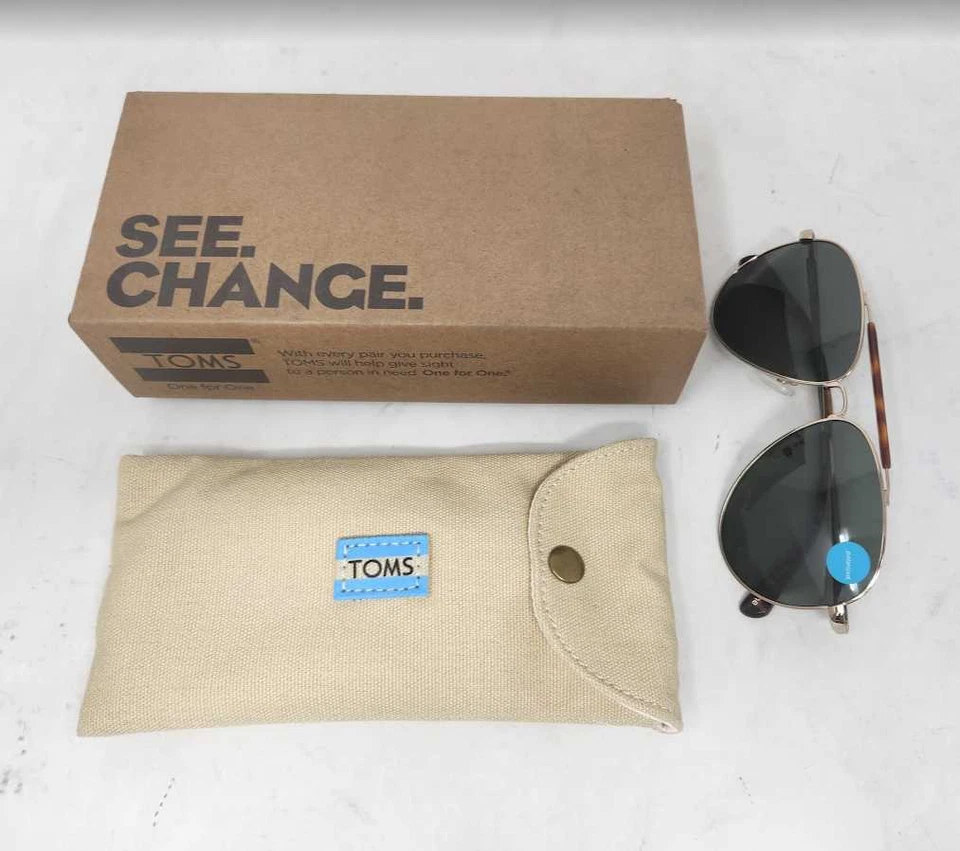 Nuevas gafas de sol Toms Maverick 301 aviador vuelo en oro amarillo polarizadas Foto 2 de 4