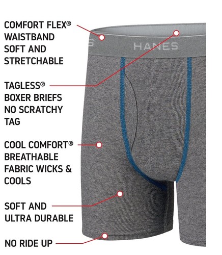 Boy’s Hanes Comfort Waistband Boxer Briefs, 10 pack - Picture 4 of 4
