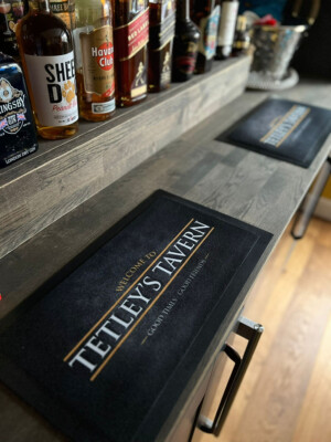 Personalised Bar Mat Custom name - Grey grunge Bar runner - bar accessories