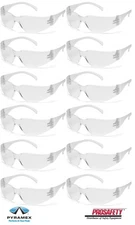 12 PR S4110S CLEAR Lightweight Safety Glasses Protective Work Eyewear ANSI Z87+