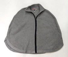 Tommy Hilfiger Women's Poncho Sweater Gray Full Zip Cape
