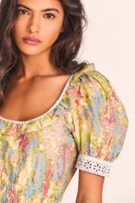 love shack fancy pastel dress Rialto Floral Chiffon Maxi Dress- Women's Designer Luxury Dresses