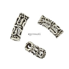 4 Oxidized Sterling Silver Art Textured Curved Tube Spacer Beads 4x10mm 99108