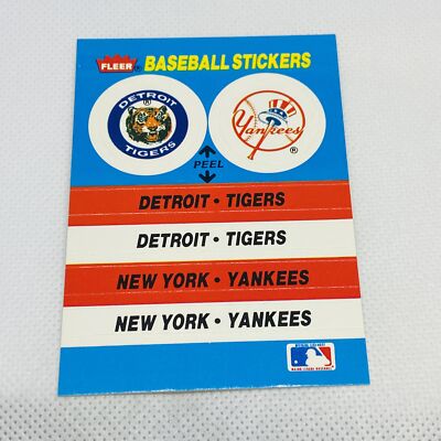 1987 Fleer Team Stickers # NNO Detroit Tigers / New York Yankees   A52