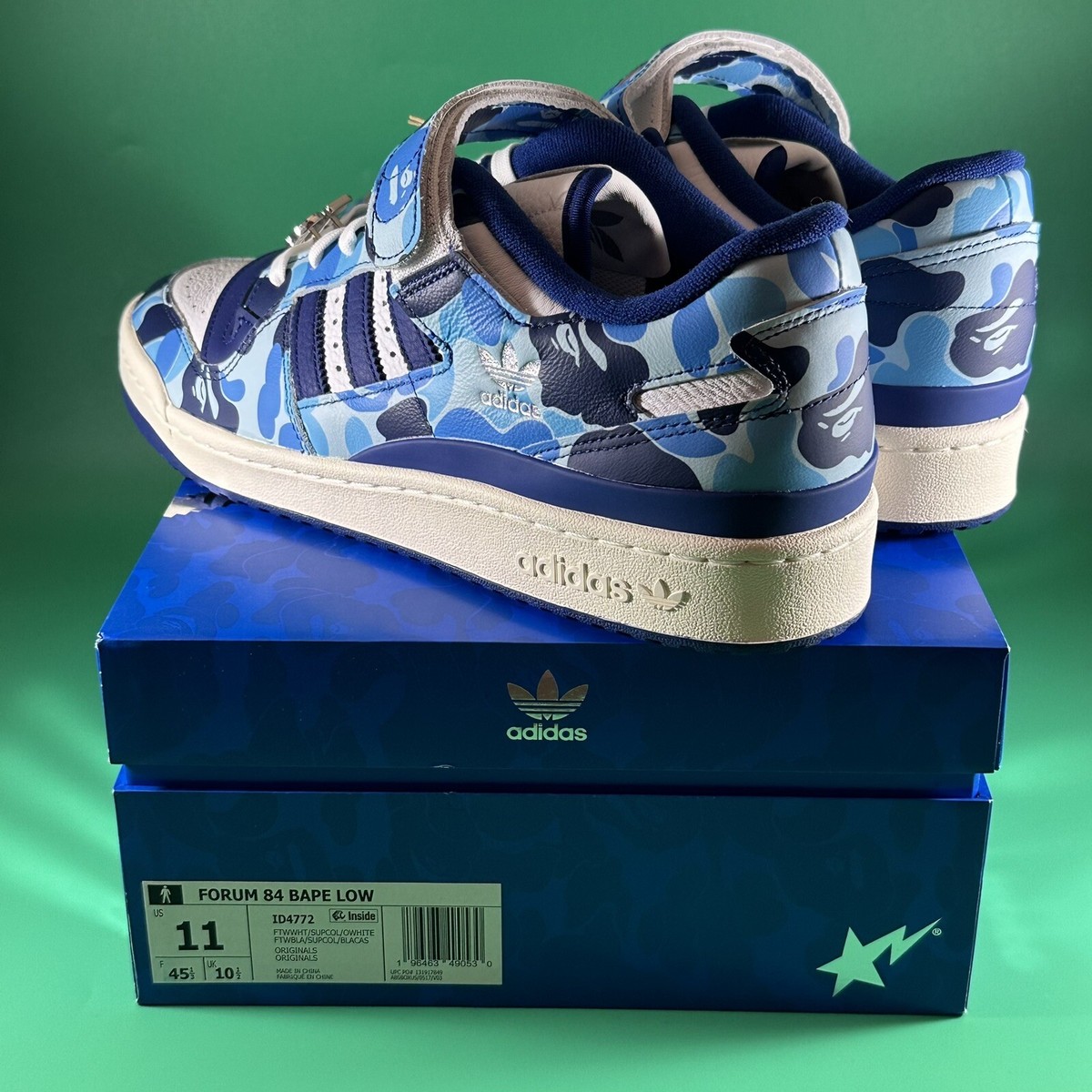 2X Adidas x Bape Forum 84 Low 30th Anniversary GREEN & BLUE CAMO