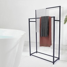 2 Tiers Freestanding Towel Rack Metal Hand Towel Holder Organizer for Bathroom