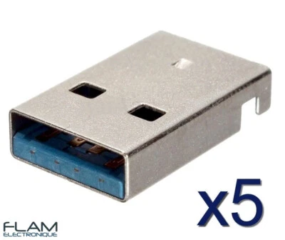 5x Connecteur à souder USB 3.0 mâle type A / 5x USB 3.0 male connector to solder - Photo 1/4