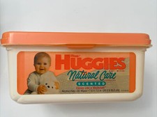 Vintage 1992 Kleenex Huggies Baby Diaper Wipes Container RARE Prop Staging Empty