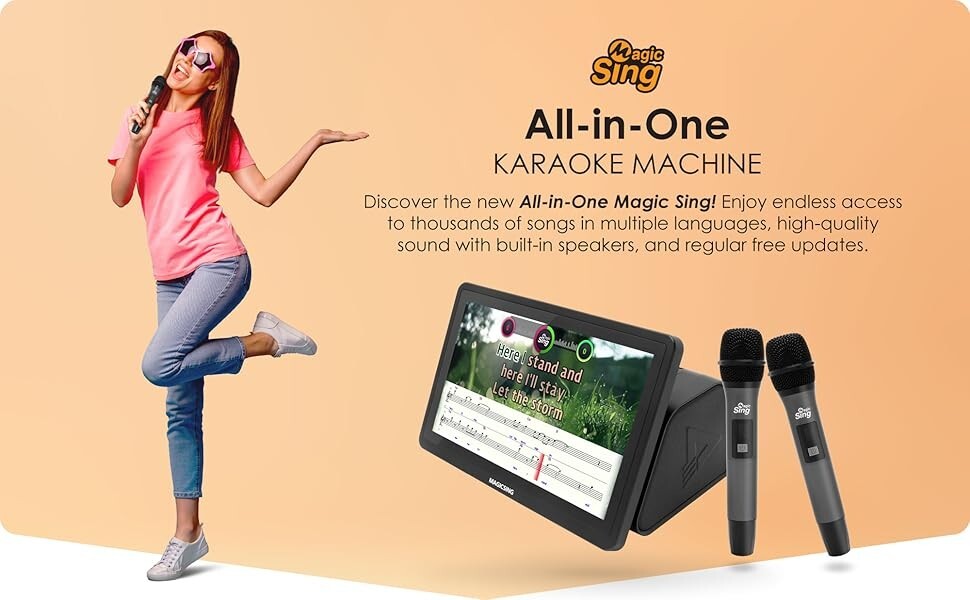 Microphone Karaoké Magic Sing ET25K Avec Chansons Intégrées, Fonctionne