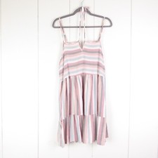 Self Contrast Dress Womens SZ XS Sleeveless Mini Striped Pastel Beachy Coastal