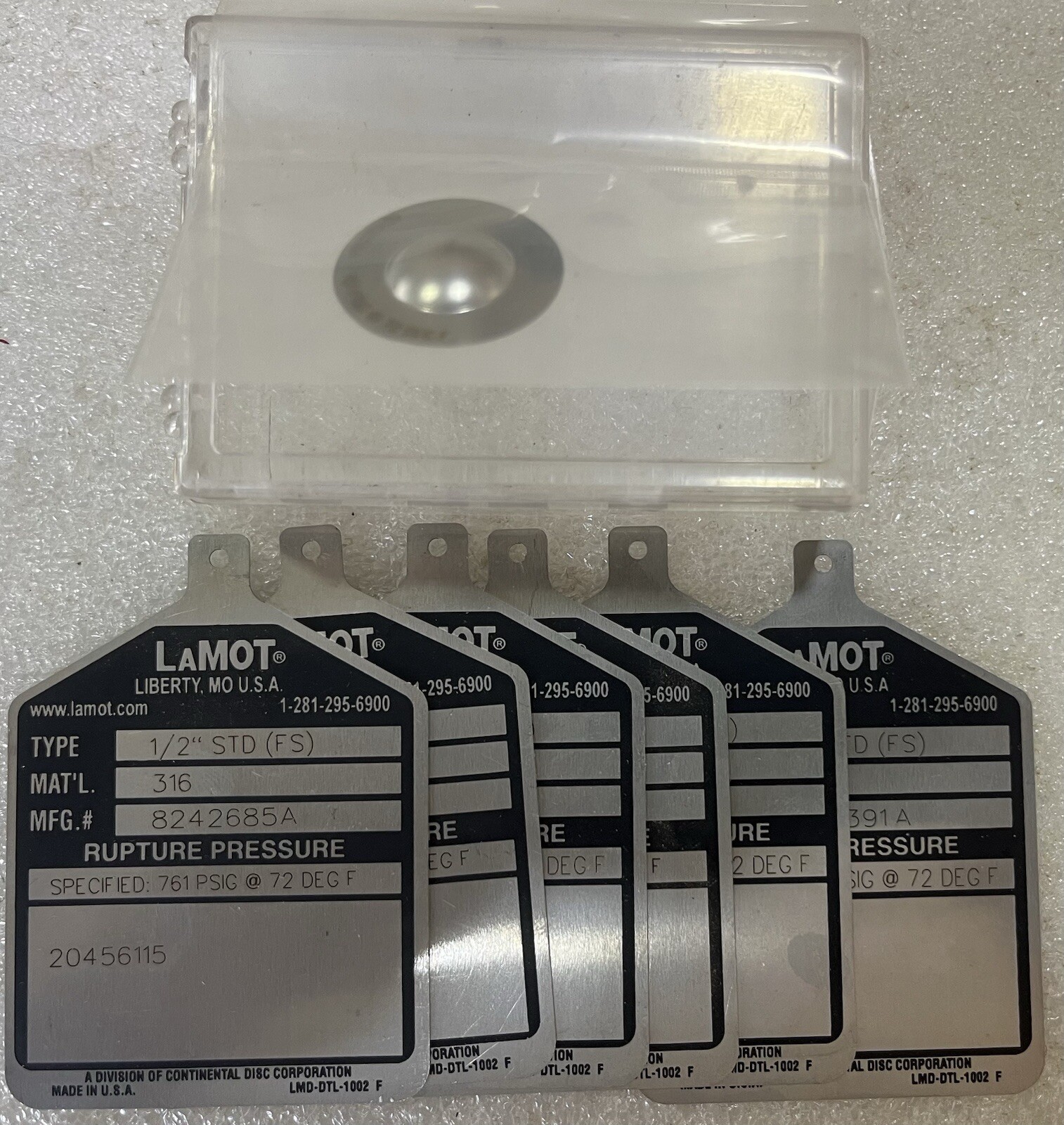 Lamot 1/2" STD (FS) 316 SPECIFIED: 761 PSIG @ 72 Deg F (LOT OF 6)🆕