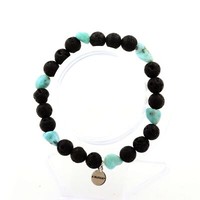 Steine Und MinéRaux. Armband Larimar Von Republik Dominikanische + Perlen Lava 8