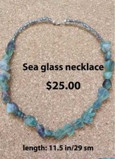 Blue Green Sea Glass Necklace