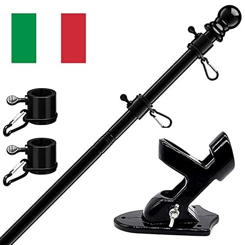 Pennone Bandiera 180 cm in Alluminio con Supporto Acciaio Rinforzato