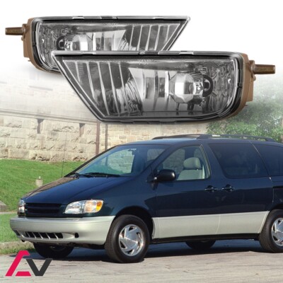 1998-2003 For Toyota Sienna Clear Lens Pair Fog Lights Lamps w/Wiring+Switch Kit