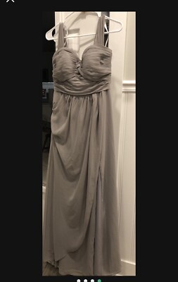 Azazie Women A8 Line Pleated Chiffon Bridesmaid Dress Fog Gray Maxi Gown  Bridal | eBay