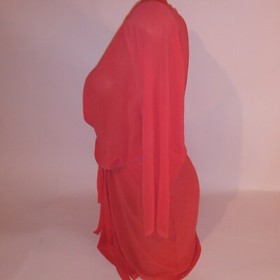 Vintage Victoria Secret Robe Kimono One Size Sexy Orange Sheer Tie Waist 2000