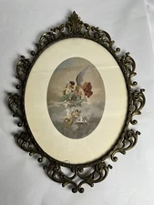 Allegory Of Love The Kiss Of Cupid And Putti Victorian Oval Baroque Rococo
