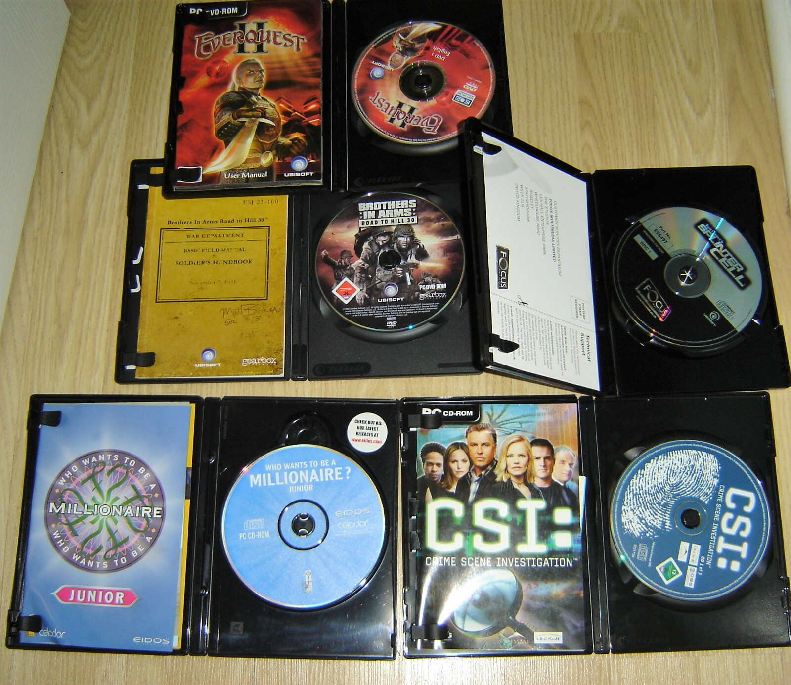 JOB LOT BUNDLE OF 5 PC GAMES EVERQUEST SPLINTER CELL CSI BROTHERS IN