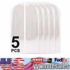 5 Pcs Garment Bag Travel Suit Dress Storage Clear Cover Full Zipper Coat Carrier