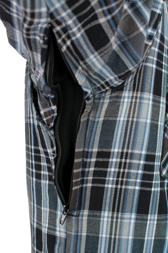 CAMICIA BIKER UOMO IN PELLE MILWAUKEE A QUADRI IN FLANELLA CON ARMATURA OMOLOGATA CE - Foto 118 di 126