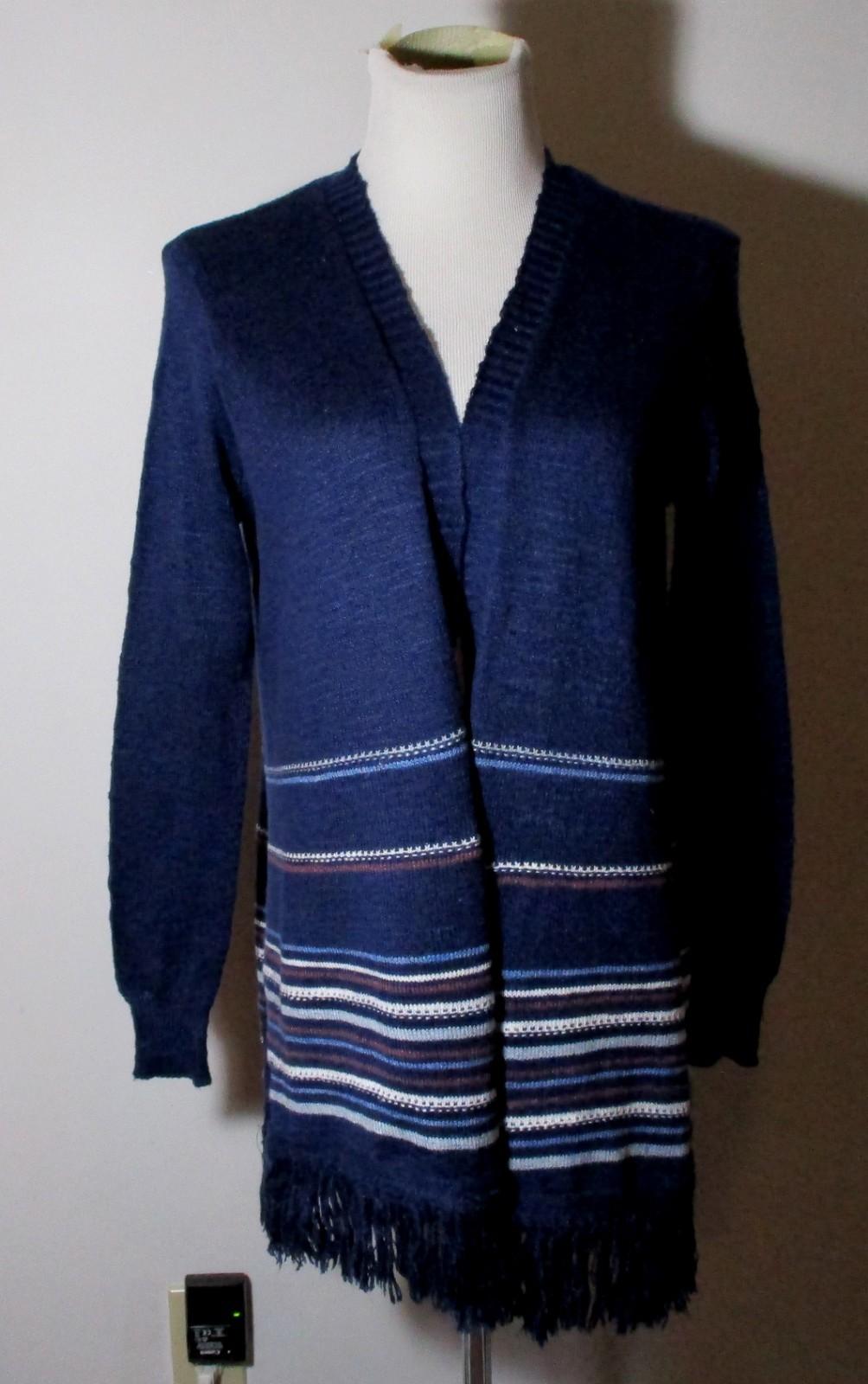 HIPPIE ROSE Blue Long Sleeve Cardigan Wrap Sweater Size L