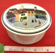 Villeroy and Boch Porcelain Naif Candy/Trinket Box, City Town Scenery