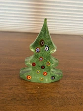STUNNING MURANO Multicolored MILLEFIORI Christmas Tree Figurine 6.5"H