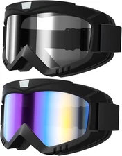 Dirt Bike Goggles Motorcycle Goggles - 2 Pack ATV, Ski, Windproof Glasses for Ad