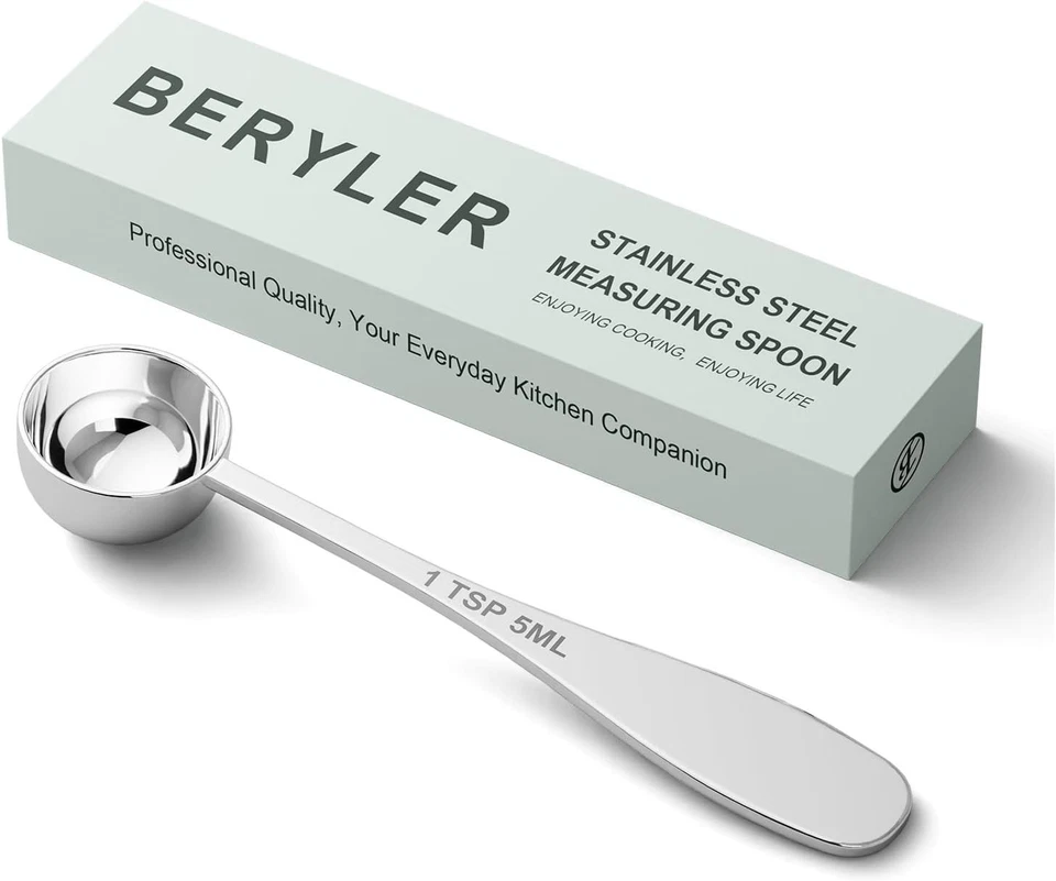 1 pieza 1 cuchara medidora única de 5 ml, té individual de acero inoxidable... Foto 2 de 4