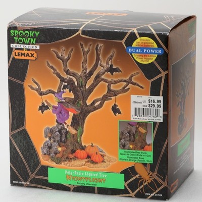 Lemax Spooky Town NIGHTFLIGHT Halloween Witch Bats - Works Lighted - BOX