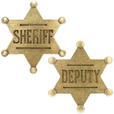 1 PCS Sheriff Badge and 1 PCS Deputy Badge, Metal Sheriff Badges Pin Gifts for C