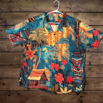 Tiki Hut Hawaiian Shirt Retro Jungle Men Women Beach Vacation Aloha