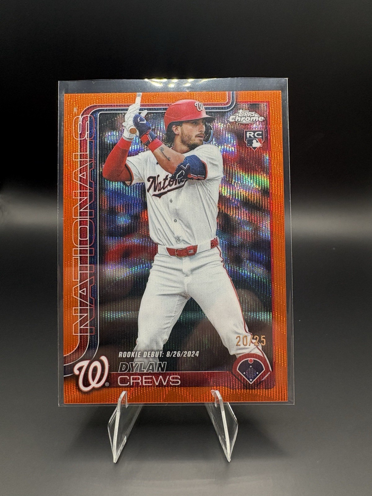 2025 Topps Chrome Update Dylan Crews RC Rookie Debut #USC190 ORANGE Wave /25 SP