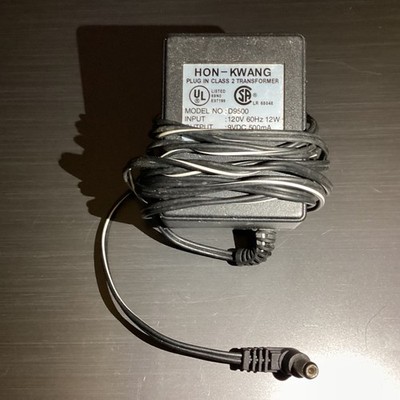 Hon-Kwang Plug In Class 2 Transformer Adapter D9500 120V 60Hz 12W Output: 9VDC