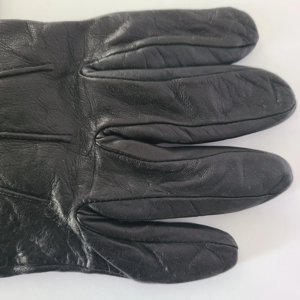 Guantes forrados Lauren Ralph Lauren para mujer de cuero negro marrón talla XL Foto 4 de 4