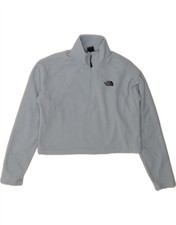 THE NORTH FACE Womens Crop Zip Neck Fleece Jumper UK 16 Large Blue DJ58