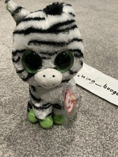Ty Beanie Boos ZIG-ZAG Zebra Glitter Eyes 6" NEW MWMTs Plush Stuffed Animal Toy