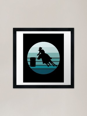 Barrel Racing - Vintage Stil Rahmen gerahmt Wandbild Poster Leinwanddruck Bild