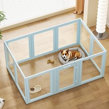 Clear Acrylic Dog Playpen with Door, 24 Inch Tall Plastic Puppy Playpen, Easy...